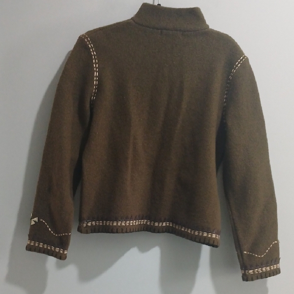 Chic Olive Embroidered Jacket 100% Wool Sz L NEW WITH TAGS - Picture 3 of 9